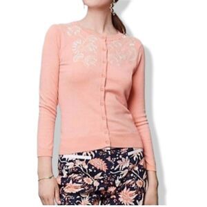 Anthropologie Sparrow Liza Cashmere Blend Cardigan, Coral, M
